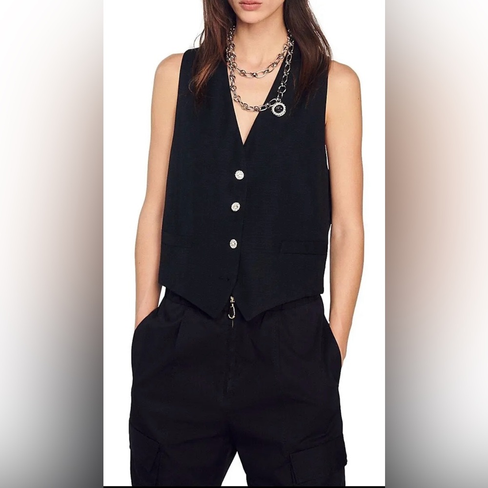 NWT SANDRO Black Vest